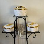 Food warmer 3 pieces set with matching cutlery